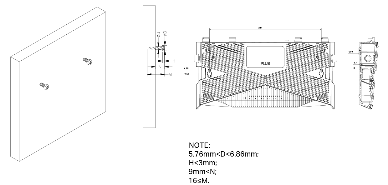 Wall-mounting diagram of Archer AX56 1.0
