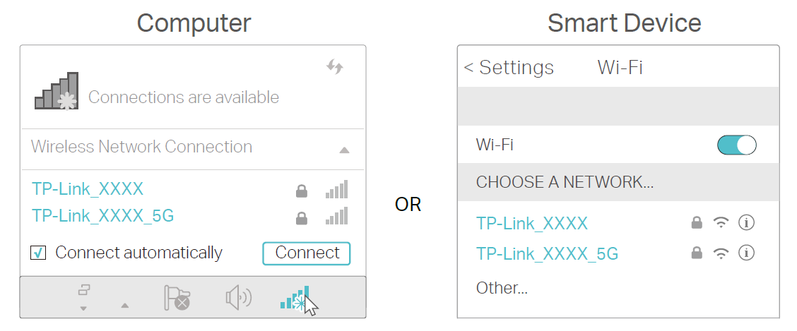 Connect to the wireless network of Archer AX56