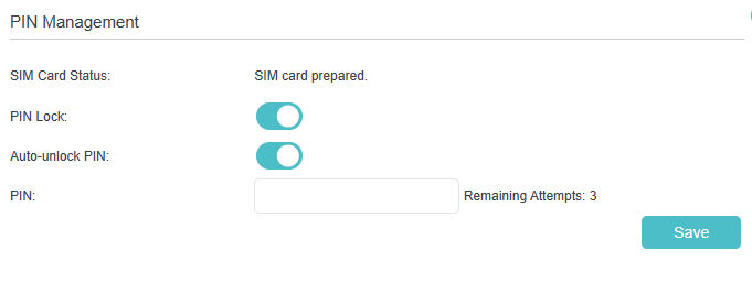 PIN management configuration page