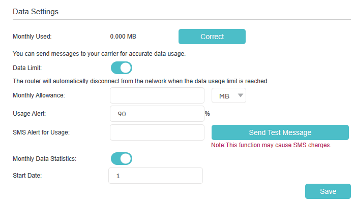 Data configuration page