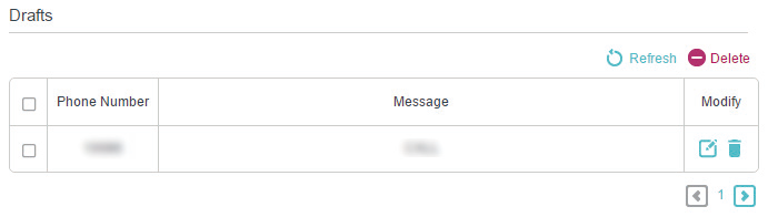 The Drafts table displays all unsent message entries
