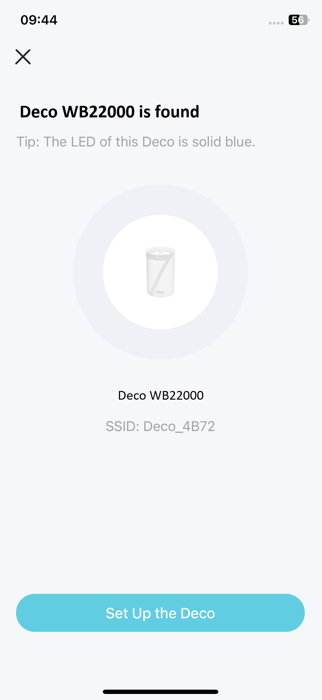Image displaying your Deco is found by the app.