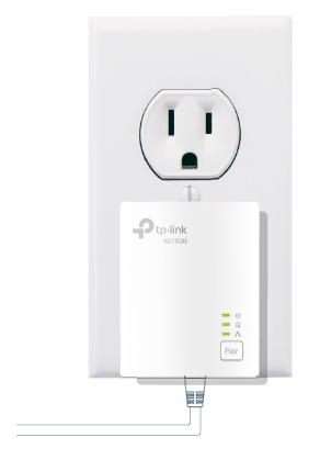 An illustration of a Powerline adapter plugged into a double wall outlet.