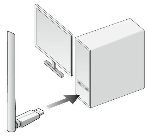 Securely insert the adapter into a USB-A port on your computer directly
