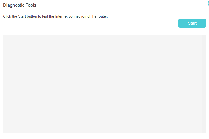 Internet connection test page with a Start button on the right side.