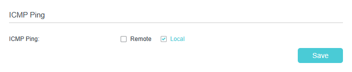 Displays ICMP ping is set to local by default.