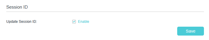 Displays session ID update is enabled by default.