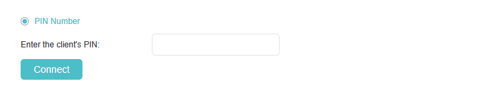WPS setting page with a field to enter the client's PIN.