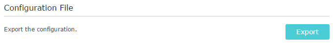 Configuration file page with an Export button on the right side.