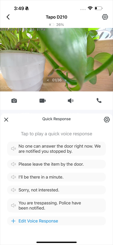 Select prerecorded quick responses or customize your own response.