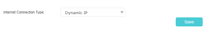 Setting internet connection type to Dynamic IP.