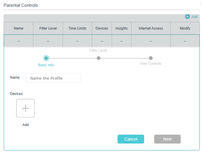 Display the profile setting page, requiring entering a name.