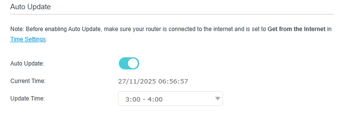 Enable auto update with a drop-down box to set update time.
