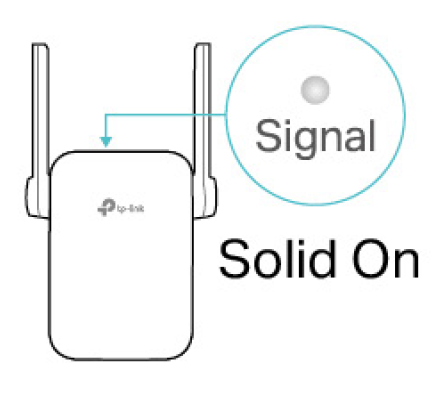 The Signal LED is solid on