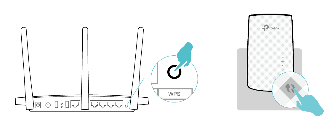 Press the WPS buttons on your router and Range extender