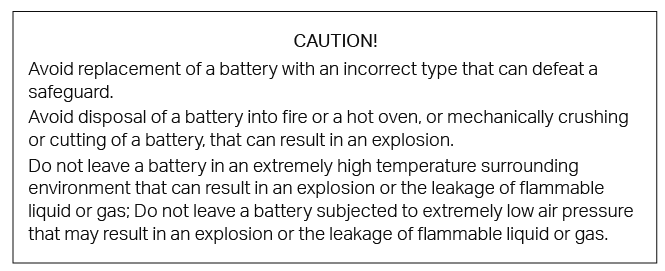 Battery caution messages