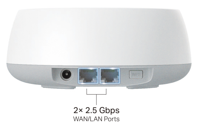 Product image displaying the ports and buttons on the back of Deco