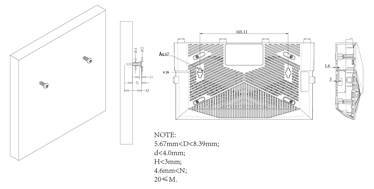 Wall mounting diagram of AX4400