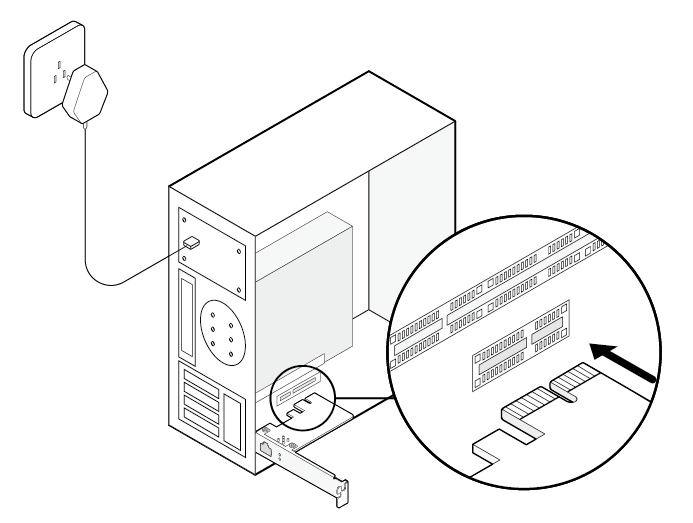 Insert the adapter into an available PCIE slot