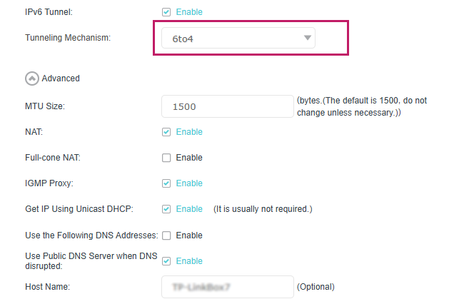 6to4 configuration page