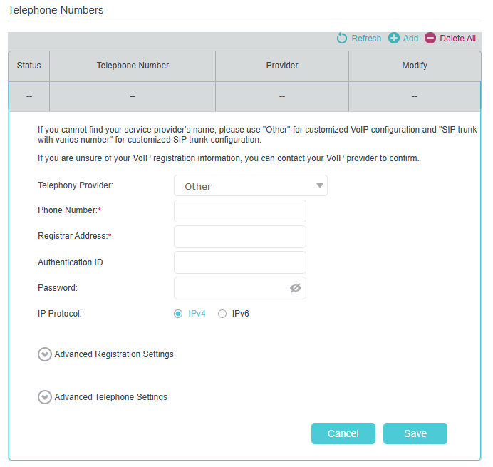 Image of adding a telephone number