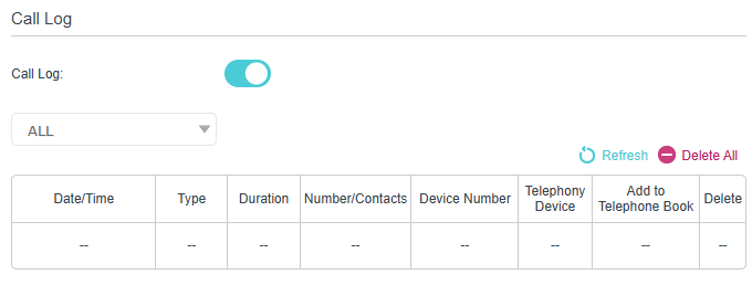 Image of call log page