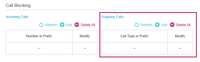 Image of outgoing calls blocking