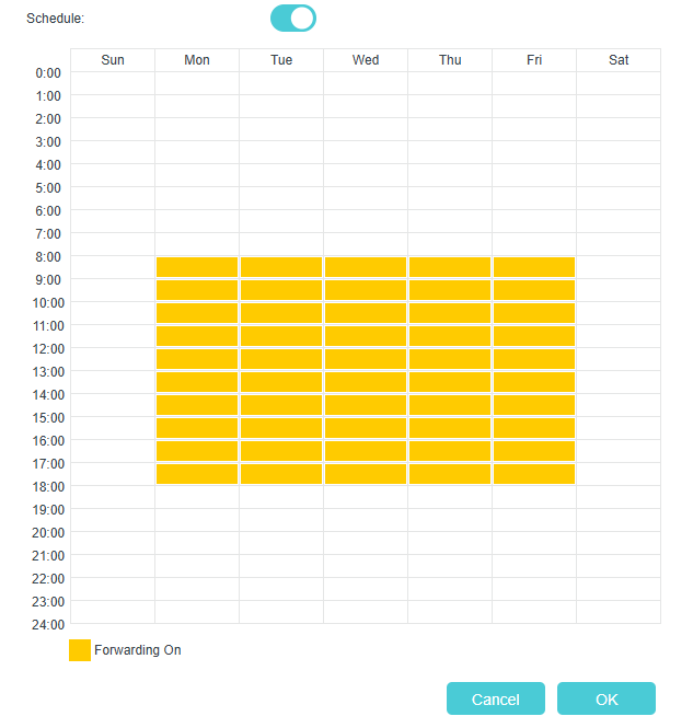 Call forwarding schedule example