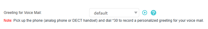 Image of greeting for voice mail configuration