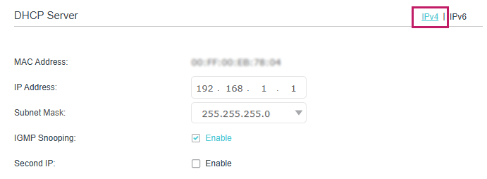 Image for DHCP settings