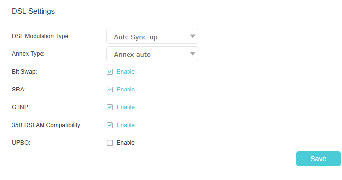 Image for DSL settings
