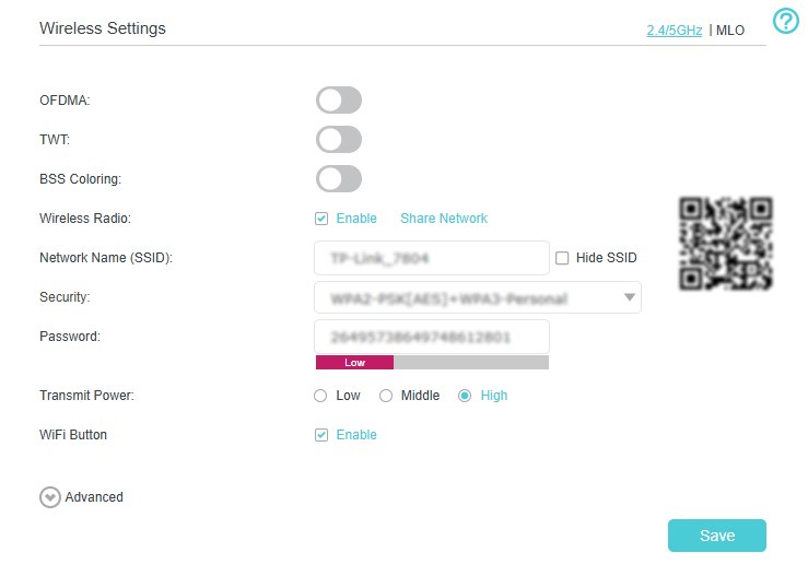 Image of wireless settings