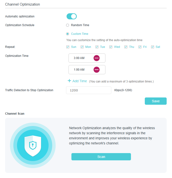 Channel optimization settings