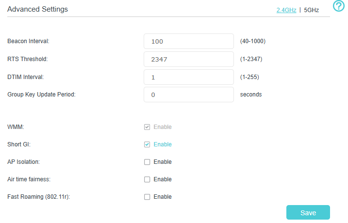 Image of advanced settings