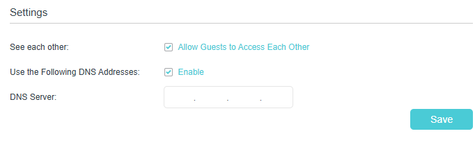 Image of guest network settings