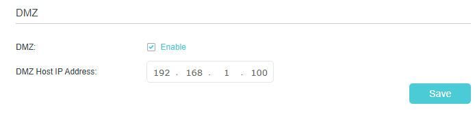 Image of DMZ settings