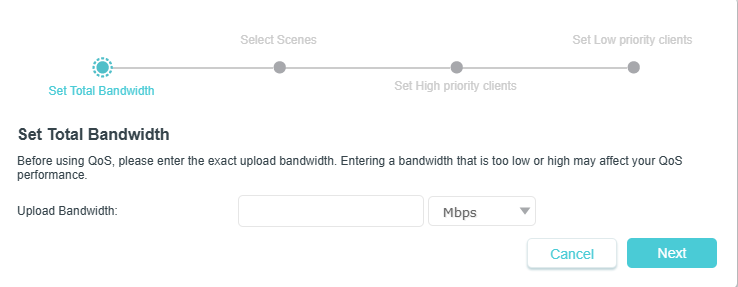 The window to set the total upload bandwidth.