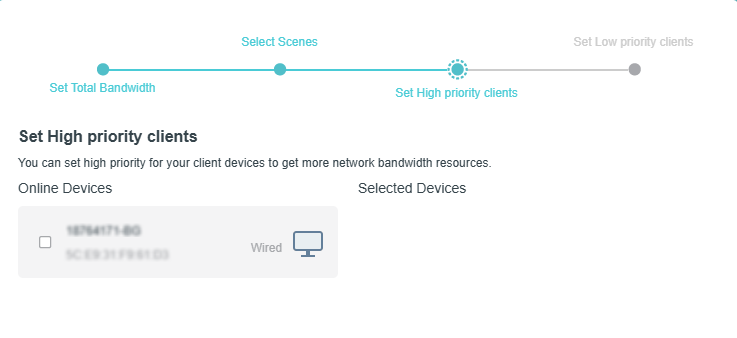 The window to set priority for devices.