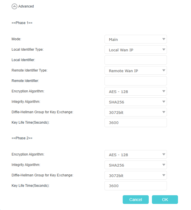 Image of advanced settings