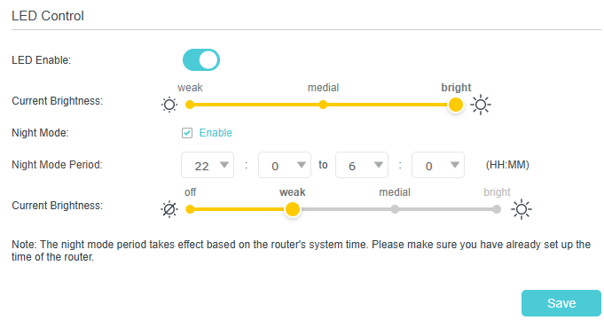 Image of LED control settings