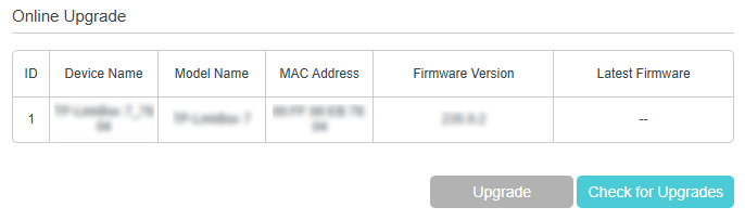 Image of online upgrade settings