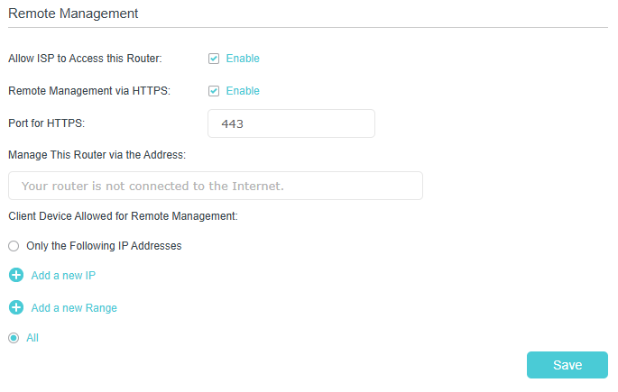 Image example of enabling remote management via HTTPs