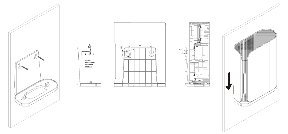 Wall Mounting Diagram of EB831v