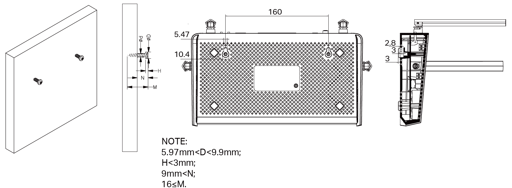 Wall Mounting Diagram of EB210 Pro