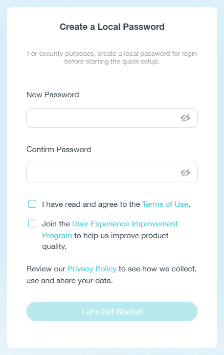 Login page of the web management page