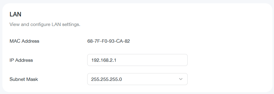 Modify the LAN IP address