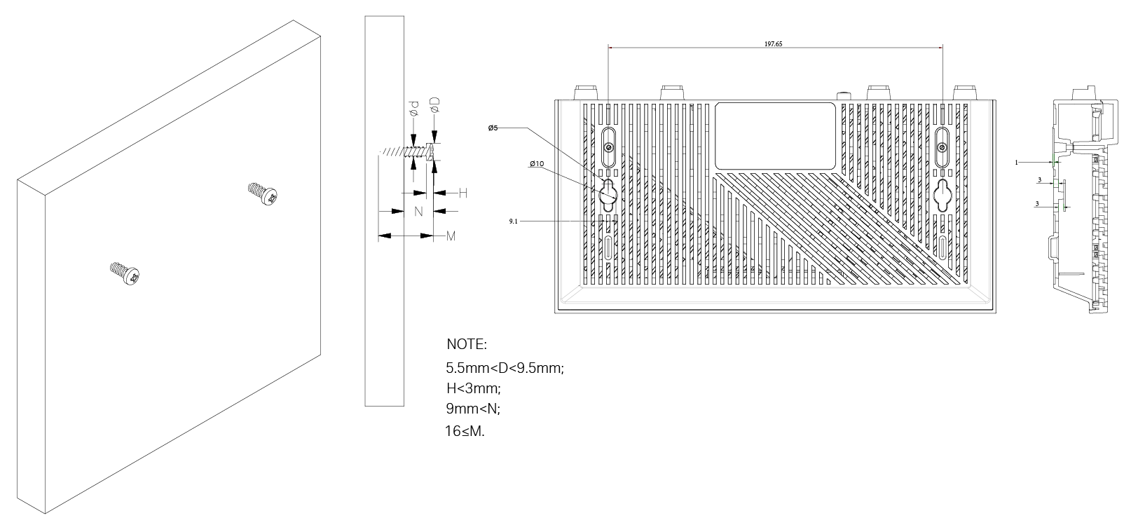 Wall Mounting Diagram of EX510 Pro