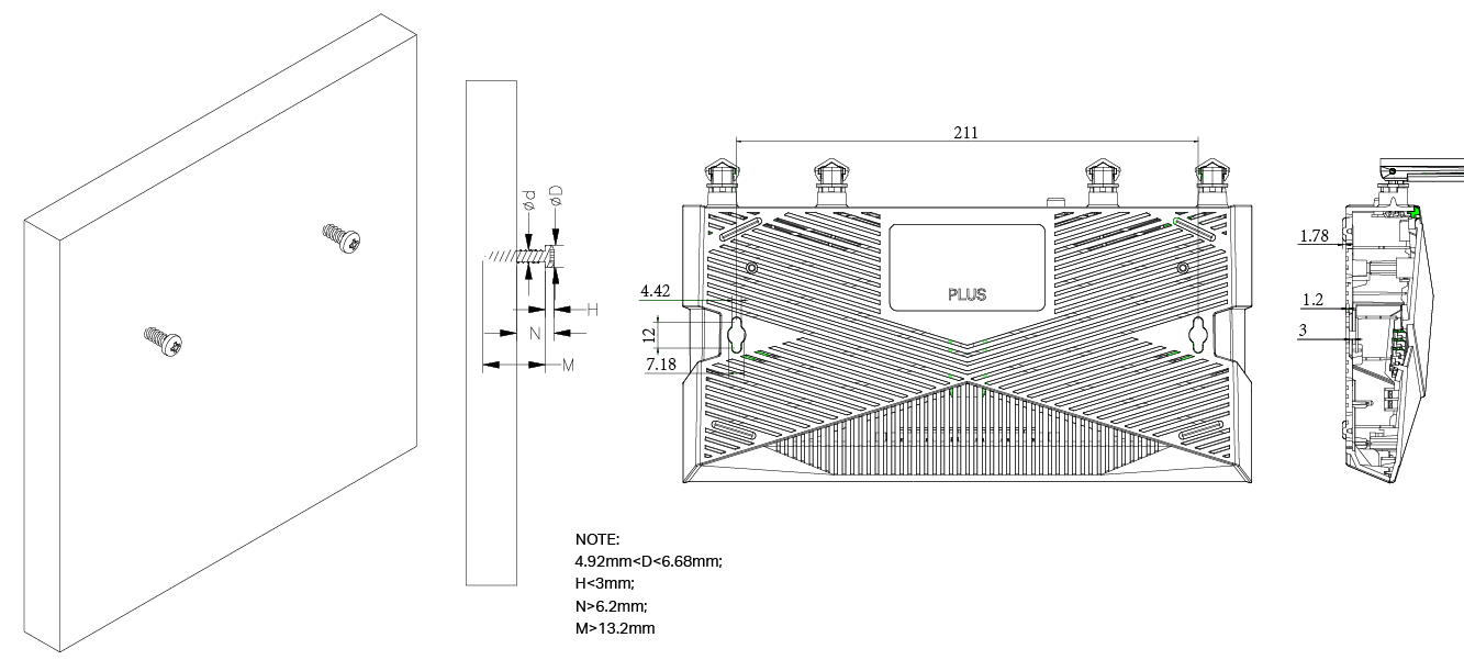 Wall Mounting Diagram of EX520/EX511