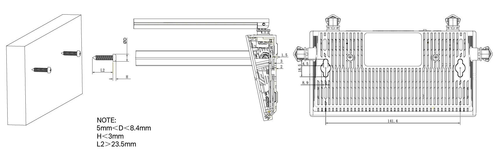 Wall Mounting Diagram of EX521/EX222/EX220/EX141