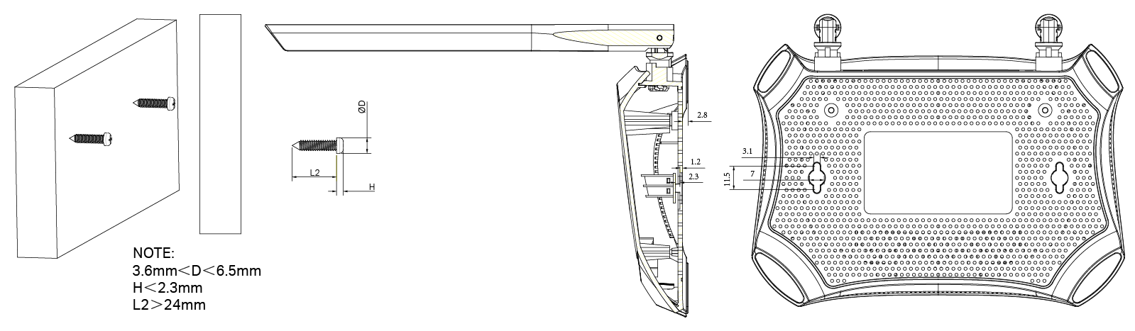 Wall Mounting Diagram of TL-WR850N